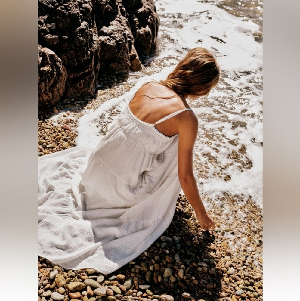 Zara Cotton Maxi Dress White NWT size XL - Picture 13 of 16